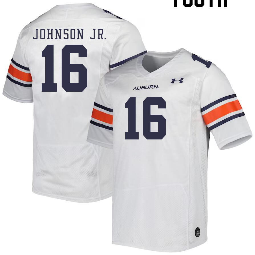 Youth #16 Malcolm Johnson Jr. Auburn Tigers College Football Jerseys Stitched-White - Click Image to Close